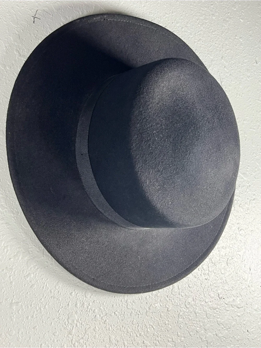 C.C Exclusive Black 100% Wool Wide Brim Boater Hat